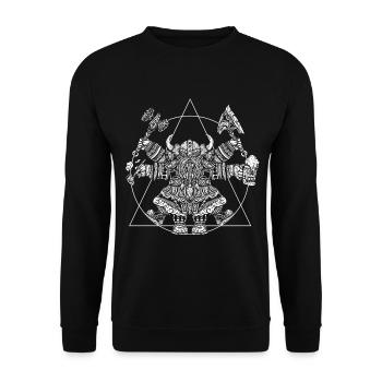 Funny Vitruvian Viking warrior - Unisex Sweatshirt - black - Front - Alina (178cm) & Michal (187cm)