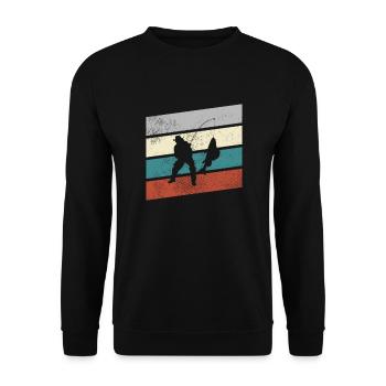 Fishing Retro - Unisex Sweatshirt - black - Front - Alina (178cm) & Michal (187cm)