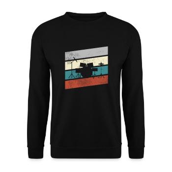 Batterie Rétro - Sweat-shirt Unisexe - noir - Devant - Alina (178cm) & Michal (187cm)