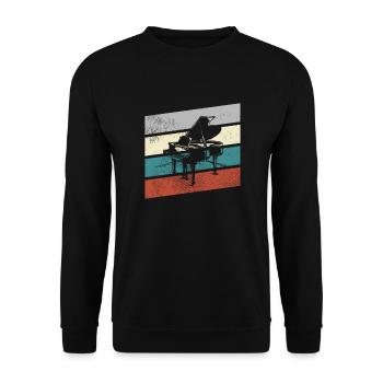 Klavier Retro - Unisex Pullover - Schwarz - Vorne - Alina (178cm) & Michal (187cm)