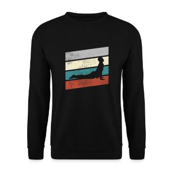 Yoga Retro - Unisex Pullover - Schwarz - Vorne - Alina (178cm) & Michal (187cm)
