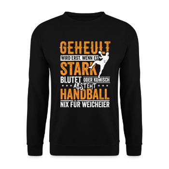 Handball nix für Weicheier - Unisex Pullover - Schwarz - Vorne - Alina (178cm) & Michal (187cm)
