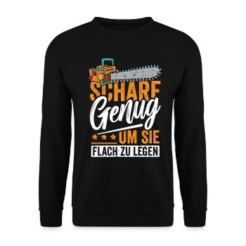 Scharf genug um sie Flach zu Legen - Unisex Pullover - Schwarz - Vorne - Alina (178cm) & Michal (187cm)