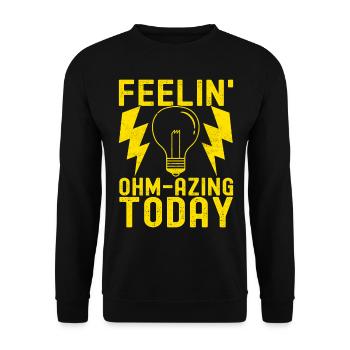 Electrician Electronics Technician - Unisex Sweatshirt - black - Front - Alina (178cm) & Michal (187cm)