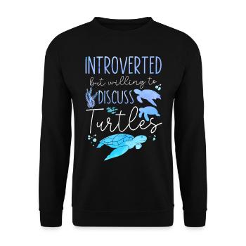 Sea Turtle Tortoise Introverted - Unisex Pullover - Schwarz - Vorne - Alina (178cm) & Michal (187cm)