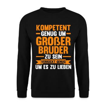 Familienmotiv Bruder - Unisex Pullover - Schwarz - Vorne - Alina (178cm) & Michal (187cm)