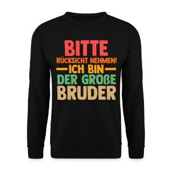 Familienmotiv Bruder - Unisex Pullover - Schwarz - Vorne - Alina (178cm) & Michal (187cm)