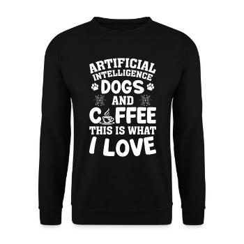Intelligence Artificielle Chiens Et Café - Artifici - Sweat-shirt Unisexe - noir - Devant - Alina (178cm) & Michal (187cm)
