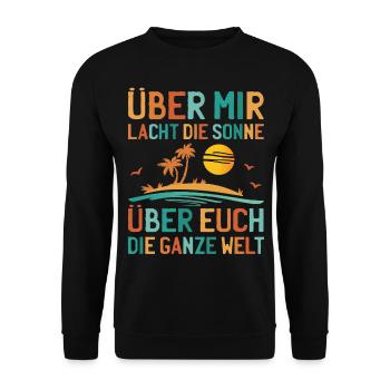Über Mir Lacht Die Sonne Lustiger Sarkasmus Sommer - Unisex Pullover - Schwarz - Vorne - Alina (178cm) & Michal (187cm)