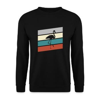 Flamant rose Rétro - Sweat-shirt Unisexe - noir - Devant - Alina (178cm) & Michal (187cm)