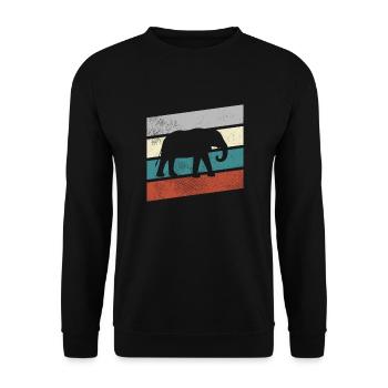Elefant Retro - Unisex Pullover - Schwarz - Vorne - Alina (178cm) & Michal (187cm)