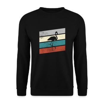 Flamant rose Rétro - Sweat-shirt Unisexe - noir - Devant - Alina (178cm) & Michal (187cm)