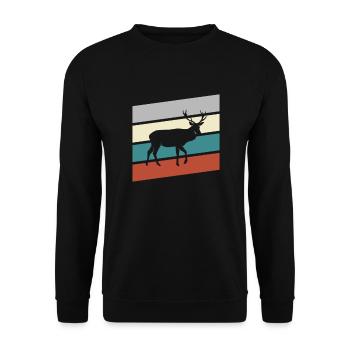 Hirsch Retro - Unisex Sweatshirt - black - Front - Alina (178cm) & Michal (187cm)