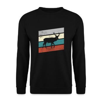 Hirsch Retro - Unisex Sweatshirt - black - Front - Alina (178cm) & Michal (187cm)