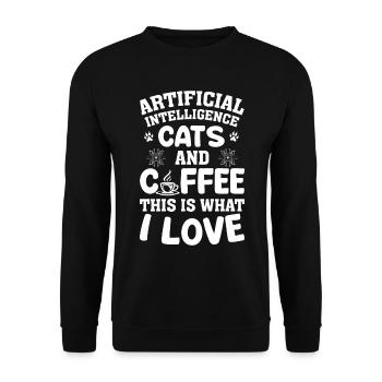 Intelligence Artificielle Chats Et Café - Artifici - Sweat-shirt Unisexe - noir - Devant - Alina (178cm) & Michal (187cm)