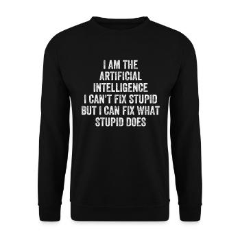 I Am The Artificial Intelligence - Unisex Pullover - Schwarz - Vorne - Alina (178cm) & Michal (187cm)