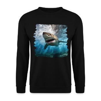Sharks realistic shark great white shark - Unisex Sweatshirt - black - Front - Alina (178cm) & Michal (187cm)