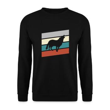 Wolf Retro - Unisex Pullover - Schwarz - Vorne - Alina (178cm) & Michal (187cm)