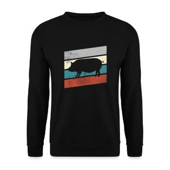Cochon Rétro - Sweat-shirt Unisexe - noir - Devant - Alina (178cm) & Michal (187cm)