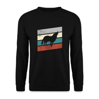 Wolf Retro - Unisex Pullover - Schwarz - Vorne - Alina (178cm) & Michal (187cm)