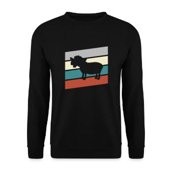 Schaf Retro - Unisex Pullover - Schwarz - Vorne - Alina (178cm) & Michal (187cm)