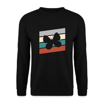 Schmetterling Retro - Unisex Pullover - Schwarz - Vorne - Alina (178cm) & Michal (187cm)