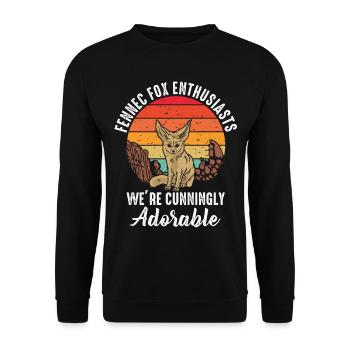 Fennek-füchse: Listig Liebenswerte - Unisex Pullover - Schwarz - Vorne - Alina (178cm) & Michal (187cm)
