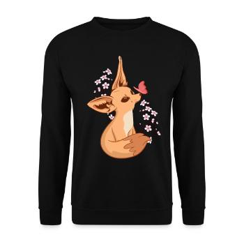 Fennek Fuchs Japanische Kirsche Fennek Füchse - Unisex Pullover - Schwarz - Vorne - Alina (178cm) & Michal (187cm)