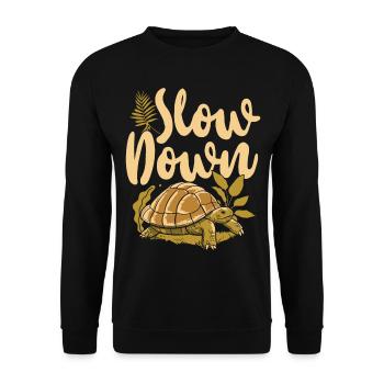 Sea Turtle Tortoise Slow Down - Unisex Pullover - Schwarz - Vorne - Alina (178cm) & Michal (187cm)