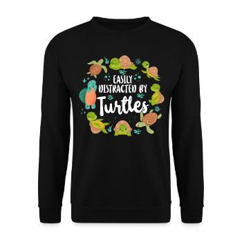 Sea Turtle Tortoise Easily - Unisex Pullover - Schwarz - Vorne - Alina (178cm) & Michal (187cm)