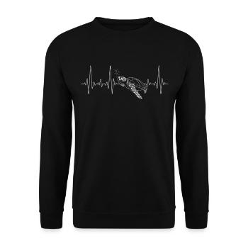 Sea Turtle Tortoise Heartbeat - Unisex Pullover - Schwarz - Vorne - Alina (178cm) & Michal (187cm)