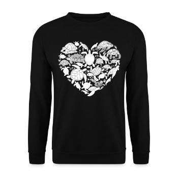 Sea Turtle Tortoise Heart - Unisex Pullover - Schwarz - Vorne - Alina (178cm) & Michal (187cm)