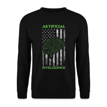AI Robotics - Intelligence artificielle Drapeau américain - Sweat-shirt Unisexe - noir - Devant - Alina (178cm) & Michal (187cm)