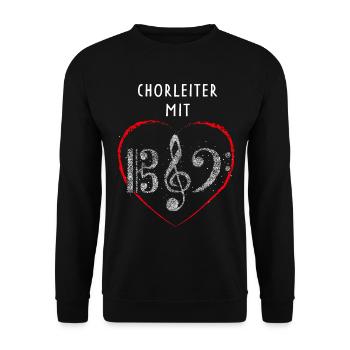 Chorleiter mit Herz Chor Notenschlüssel Musiker - Unisex Pullover - Schwarz - Vorne - Alina (178cm) & Michal (187cm)
