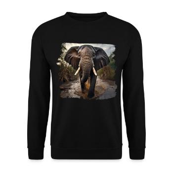 Eléphant réaliste éléphant - Sweat-shirt Unisexe - noir - Devant - Alina (178cm) & Michal (187cm)