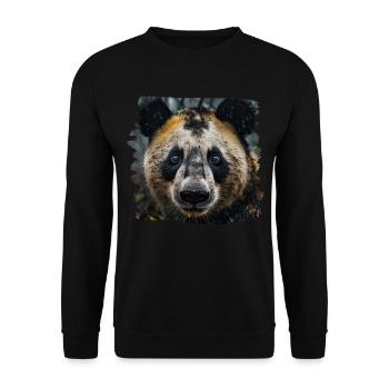 Pandas realistic Panda Großer Panda - Unisex Pullover - Schwarz - Vorne - Alina (178cm) & Michal (187cm)