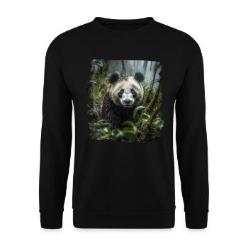Pandas realistic Panda Großer Panda - Unisex Pullover - Schwarz - Vorne - Alina (178cm) & Michal (187cm)