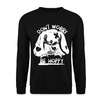 Dont Worry Be Hoppy Monster Bunny Rabbit Saying - Unisex Sweatshirt - black - Front - Alina (178cm) & Michal (187cm)