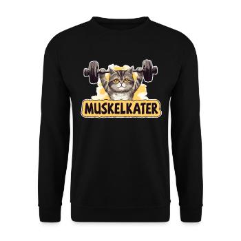 Fitness Fitnesstrainer Bodybuilder Muskelkater Gym - Unisex Pullover - Schwarz - Vorne - Alina (178cm) & Michal (187cm)