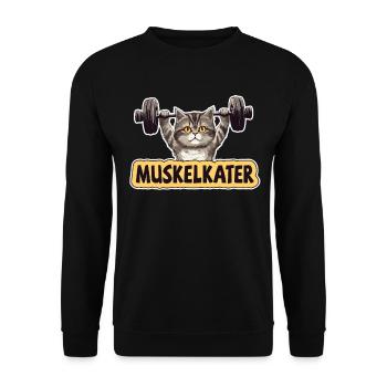 Fitness Fitnesstrainer Bodybuilder Muskelkater Gym - Unisex Pullover - Schwarz - Vorne - Alina (178cm) & Michal (187cm)