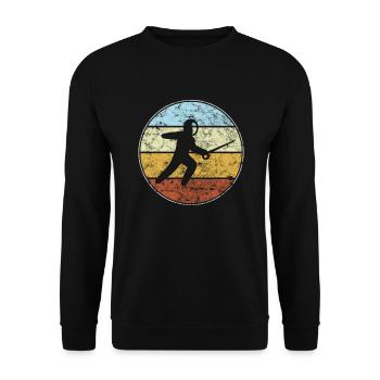 Fechten Retro - Unisex Pullover - Schwarz - Vorne - Alina (178cm) & Michal (187cm)