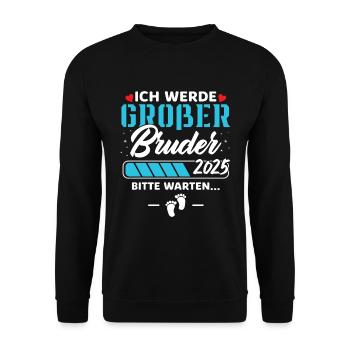 Ich werde Großer Bruder 2025 - Unisex Pullover - Schwarz - Vorne - Alina (178cm) & Michal (187cm)