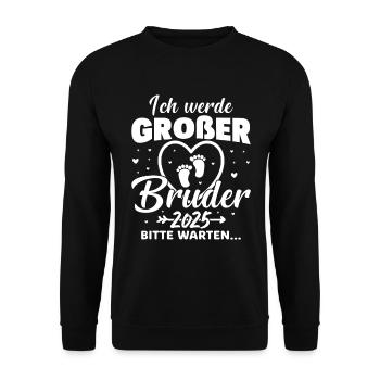 Ich werde Großer Bruder 2025 - Unisex Pullover - Schwarz - Vorne - Alina (178cm) & Michal (187cm)