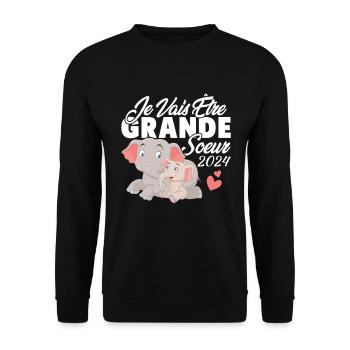Je Vais Être Grande Sœur 2024 Annonce Grossesse - Sweat-shirt Unisexe - noir - Devant - Alina (178cm) & Michal (187cm)