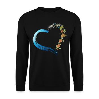 Sea Turtle Tortoise Heart - Unisex Pullover - Schwarz - Vorne - Alina (178cm) & Michal (187cm)