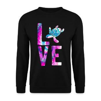 Sea Turtle Tortoise Love - Unisex Pullover - Schwarz - Vorne - Alina (178cm) & Michal (187cm)