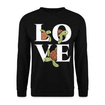Sea Turtle Tortoise Love - Unisex Pullover - Schwarz - Vorne - Alina (178cm) & Michal (187cm)