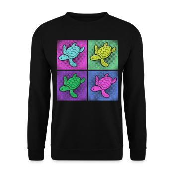 Sea Turtle Tortoise Retro Vintage - Sweat-shirt Unisexe - noir - Devant - Alina (178cm) & Michal (187cm)