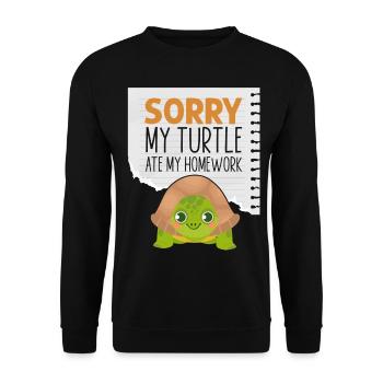Sea Turtle Tortoise Sorry My - Unisex Sweatshirt - black - Front - Alina (178cm) & Michal (187cm)