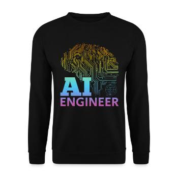 Ingénieur IA - Ai Artificial Intelligence Machine L - Sweat-shirt Unisexe - noir - Devant - Alina (178cm) & Michal (187cm)